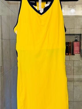 Fila Yellow Athletic Tank Dress with Navy Blue Trim and matching underpants, L